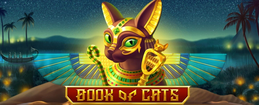 Get ready to head back to ancient Egypt when you play Book of Cats, which is themed around the goddess Bastet. You’ll find her spinning around on the reels, along with plenty of other Egyptian-themed symbols, while a melodic and catchy theme plays throughout.