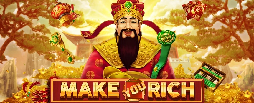 Play Make You Rich at Cafe Casino and see if the ancient money god Caishen will bless you with untold wealth! Free spins, multipliers, and bonus buys await!