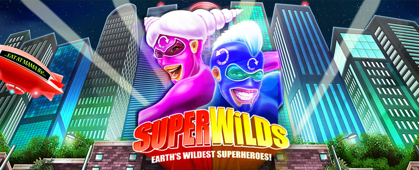 Enjoy superhero fun with the Super Wilds online slot game.