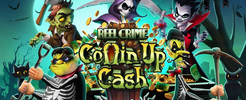 Explore the haunted reels of the Reel Crime: Coffin Up Cash online slot at Cafe Casino. Enjoy re-spins, persistent symbols, and the chance to win huge prizes!