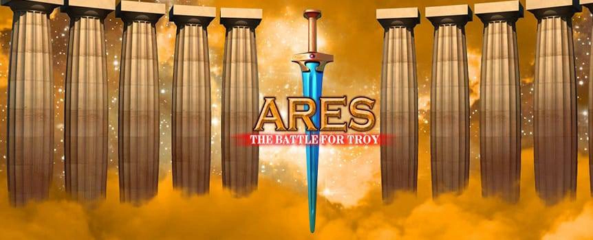 Align yourself with Ares, the Greek god of war, as he sets out to battle for Troy in this 5-reel slot odyssey. Armed with an axe, a heavy shield and a gold helmet, you'll fearlessly spin through the reels in search of enemies to vanquish. Help the Greeks prepare the massive wooden horse to be dropped off at the gates of Troy, and you may find more than just victory on the other side. Line up five of the Horse icons on the reels, and you'll be marching away with pockets full of gold coins.