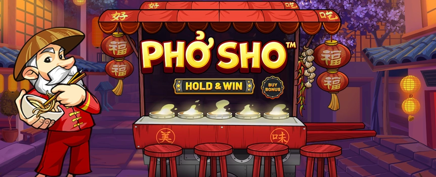 Free Spins, a Hold and Win Bonus Re-Spin Feature and Enormous Cash Payouts up to 4,000x your stake are on offer when you play Phở Sho!
