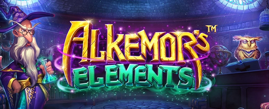 Step into a magical realm at Cafe Casino. Play the exciting Alkemor's Elements online slot today and let the elemental wilds guide you to big fortunes!