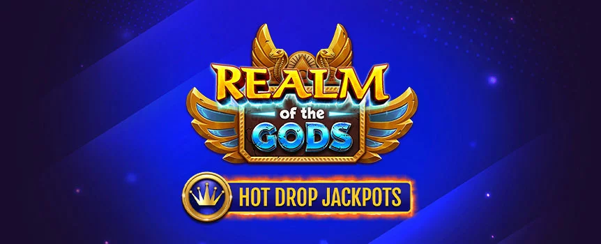 See what ancient riches you can unlock and boost the amount of your wins by playing the Realm of the Gods Hot Drop Jackpots online slot game at Café Casino.