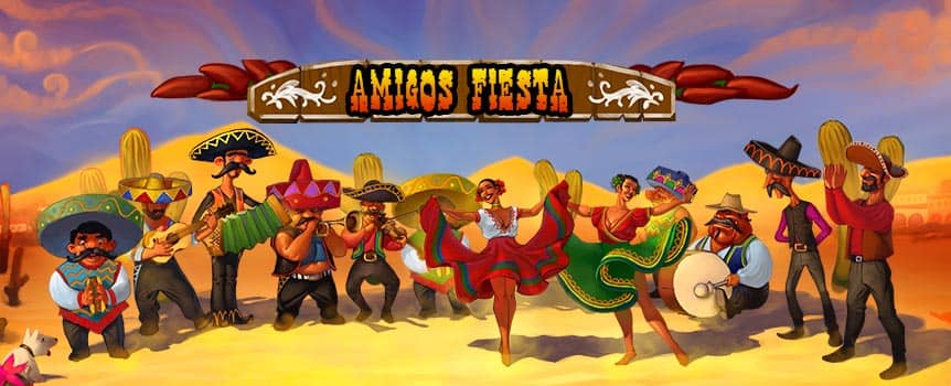 You don’t need to cross a border to travel to Mexico. Just toss your sombrero into the ring and play Amigos Fiesta. This 5-reel slot is a never-ending party, where even non-winning spins help boost your score. Spin by spin, they help raise the multiplier and the Heat Meter, which resets only after a huge payout up to 20X your next win.