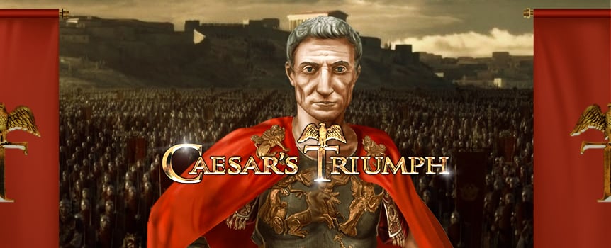 Your Roman Empire awaits in this 5-reel, 20-line slot. Spin the reels and capitalize on the loyalty of your Legionnaires. As wilds, scatters, and regular icons, these hardworking members of your legion are the key to getting free spins, multipliers, and big payouts. But the biggest payout of all comes from landing five Julius Caesar icons on an active payline. You’ll be paid 3,000 coins for each coin you bet on the line, with 10 coins resulting in a 30,000-coin win. How much do you want to invest in your empire? The choice is yours.