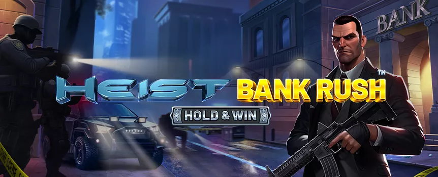 Who says crime doesn’t pay? Heist: Bank Rush on Cafe Casino gives you a thrilling bank robbery slot with Wilds, a Hold & Win Bonus Game, and glittering Diamond Bonus symbols.