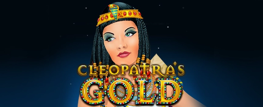 Travel back to ancient Egypt to see the last Pharaoh in the 5-reel, 20-line slot Cleopatra's Gold. Cleopatra's mesmerizing beauty gives her great power and wealth, so spin through the reels to see if you can claim some of her gold and jewels – this empress has expensive taste. Not only is she beautiful and powerful, but she's feeling generous too. Her icon acts as a substitute; if it shows up on the reels in a winning combination, your winnings will be doubled. An even better payout comes from the pyramids. Get at least three on the reels, and win 15 free games with tripled prizes./p>