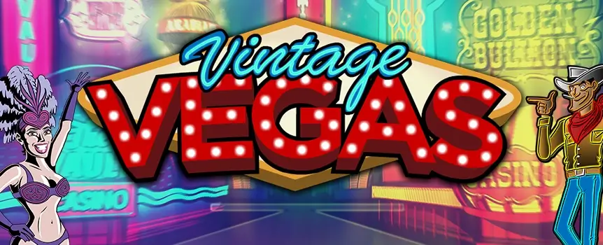 Get ready to experience all the thrills of Sin City with this exciting 5-reel slot game, Vintage Vegas. Rewind back in time to a swinging 60s when you spin the reels of this ritzy vintage game. Cruise down the Vegas strip in your retro convertible and take in all the sights and sounds. You’ll see dancing show girls, flamboyant lounge singers and high-rolling mobsters who’re looking for big money. Speaking of, this game has the potential of scoring you some major moolah, and with wilds that’ll complete paylines to form winning combinations and a free spin round, you’ll have plenty of chances to make rich, Vegas style.